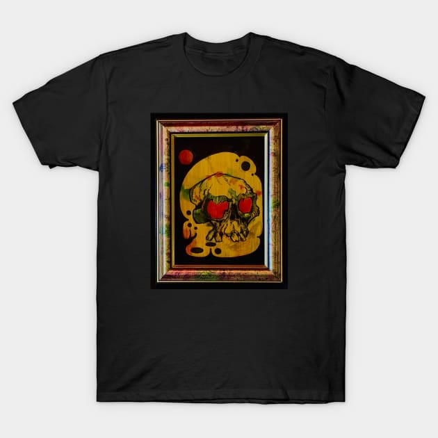 Gold Framed Skull #2 T-Shirt by Octo30